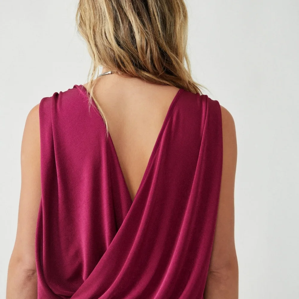 NWT Free People Night Owl Bodysuit - Dark Rhubarb Sz Large - Picture 3 of 5